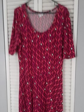 Women's Pink Patterned Scoop Neck Maxi Dress